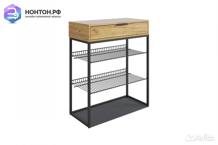 Обувница Краш черный муар / дуб крафт золотой