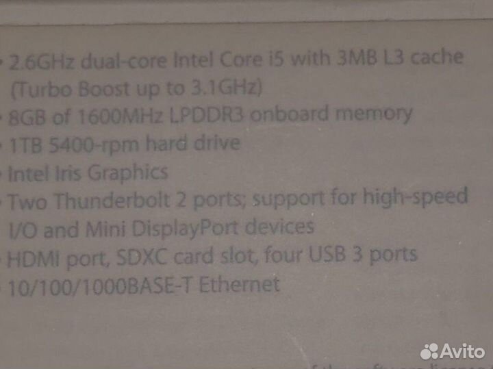 Apple Mac mini 2014, I5, 2.6GHz, 8GB, 1TB