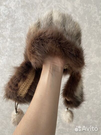 Шапка норковая вязаная