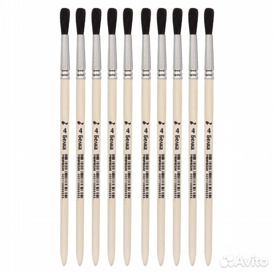 Бп-02024 Кисть белка круглая (ученическая) №4, 10шт/уп, Артком, 10 шт