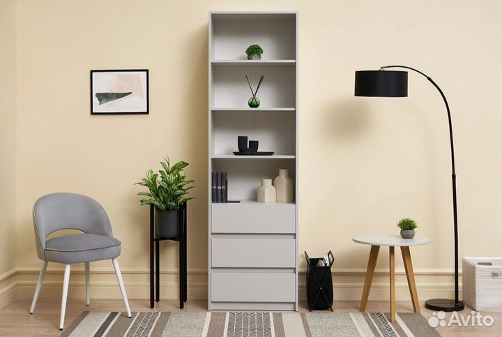 Стеллаж с выдвижными ящиками серый