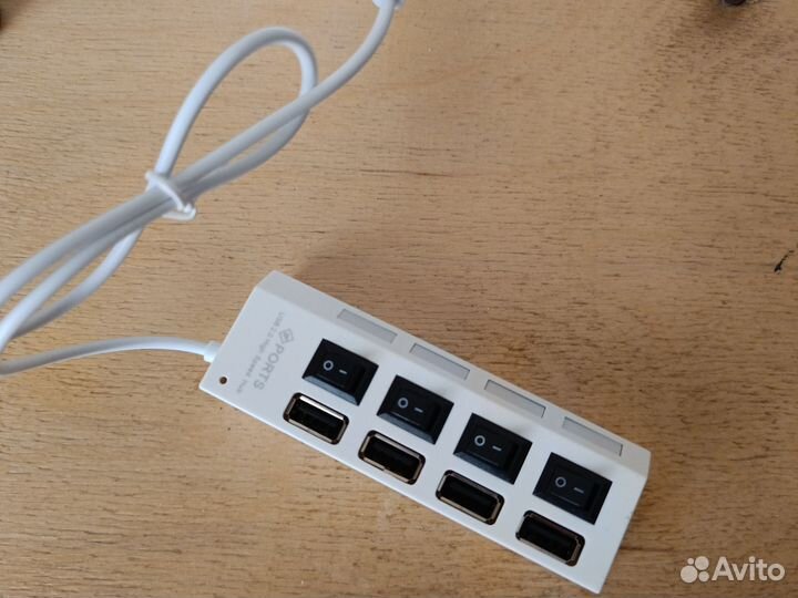 USB Hub 2.0 с выключателями на 4 порта с кабелем 4