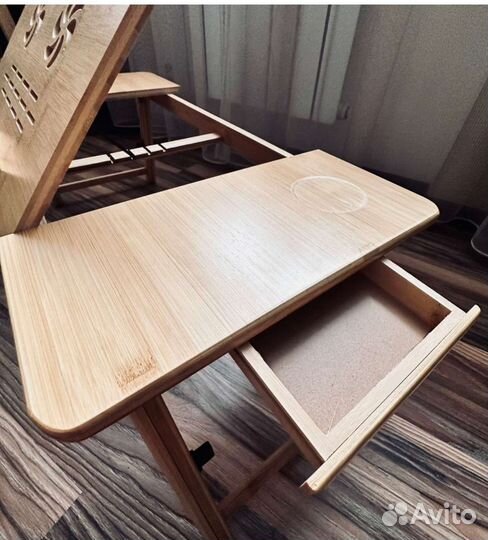 Бамбуковый стол для ноутбука с охлаждением