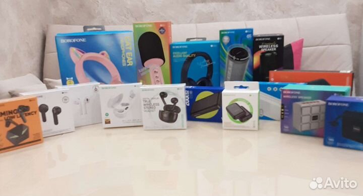 Беспроводные наушники, колонки, PowerBank Borofon