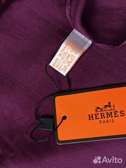 Платок Шелковый Hermes однотонный жаккардовый