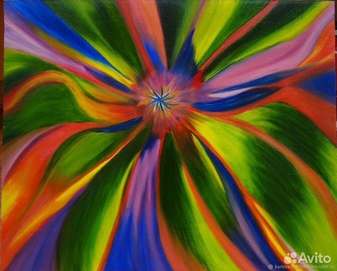 Картина маслом цветок,абстракция, яркая картина