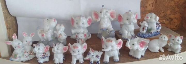 Статуэтки фарфор слоники,поросята,котята