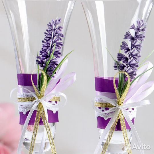 Набор свадебных бокалов Bohemia 'Лаванда', сиренев