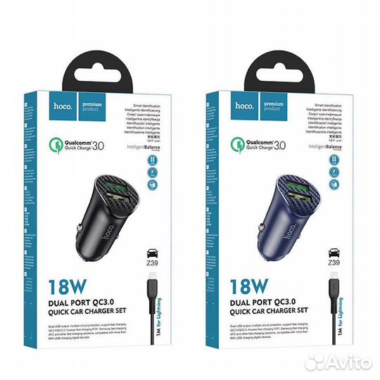 Автомобильное зарядное устройство Hoco Z39 + кабел