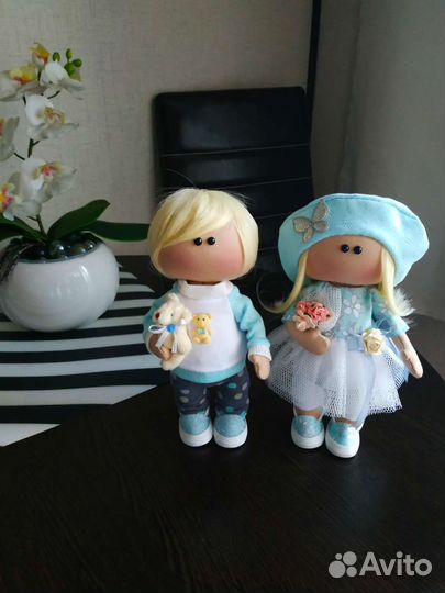 Куклы ручной работы девочка и мальчик
