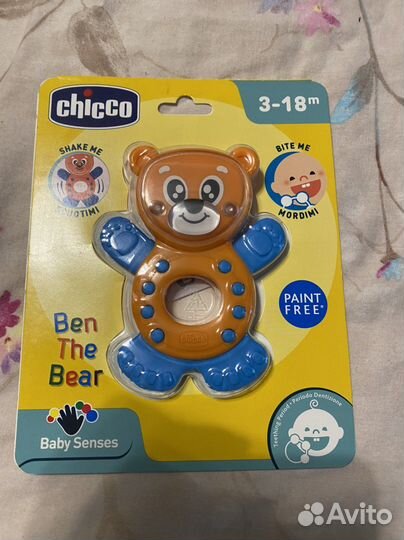 Погремушка с прорезывателем Chicco Мишка Бен