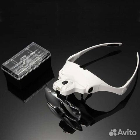 Налобная лупа / очки с подсветкой для точных работ