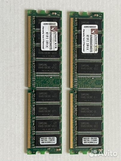 Оперативная память kingston 2 x kvr400x64c3ak2/2g