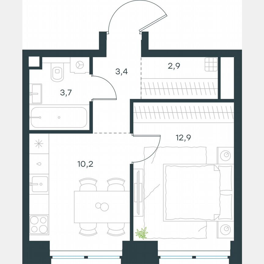 1-к. квартира, 33,1 м², 19/48 эт.
