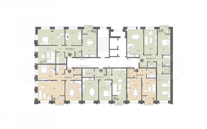 2-к. квартира, 77,8 м², 8/12 эт.