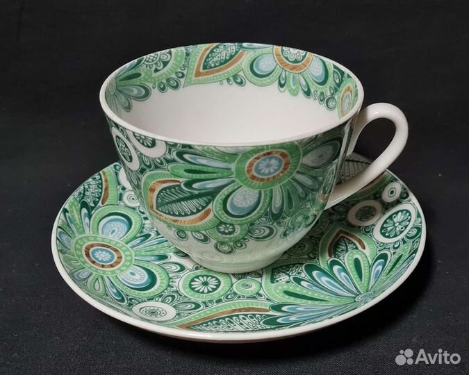 Чайная пара зеленые цветы лфз СССР редкая