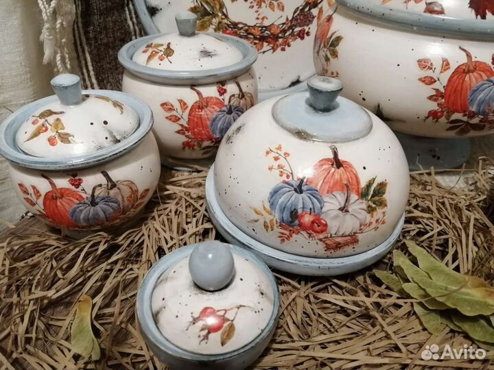 Набор Горшочки клош хлебница поднос ступка