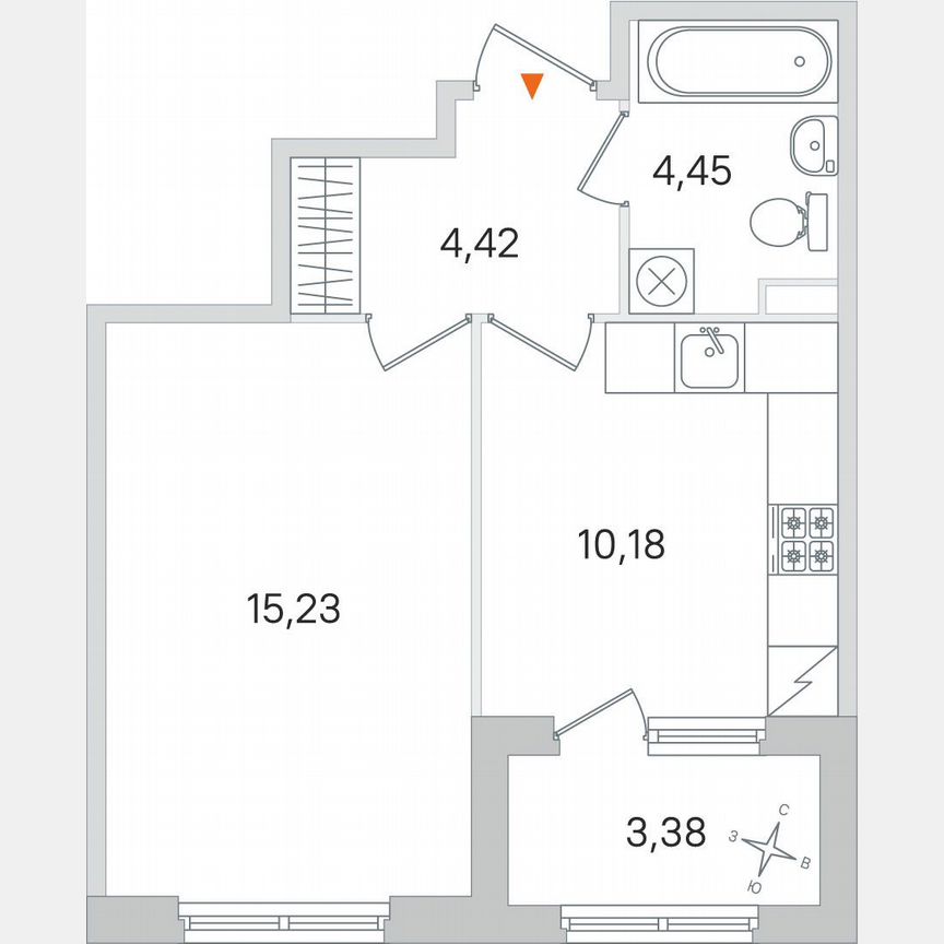 1-к. квартира, 36 м², 2/4 эт.