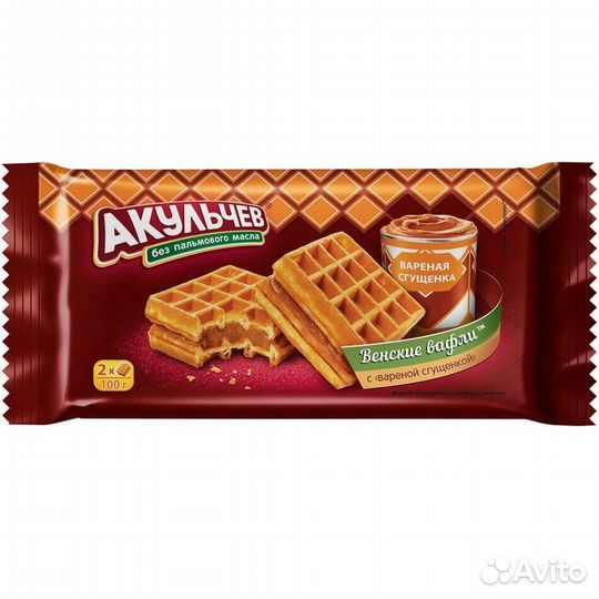 Вафли Акульчев Венские с вареной сгущенкой