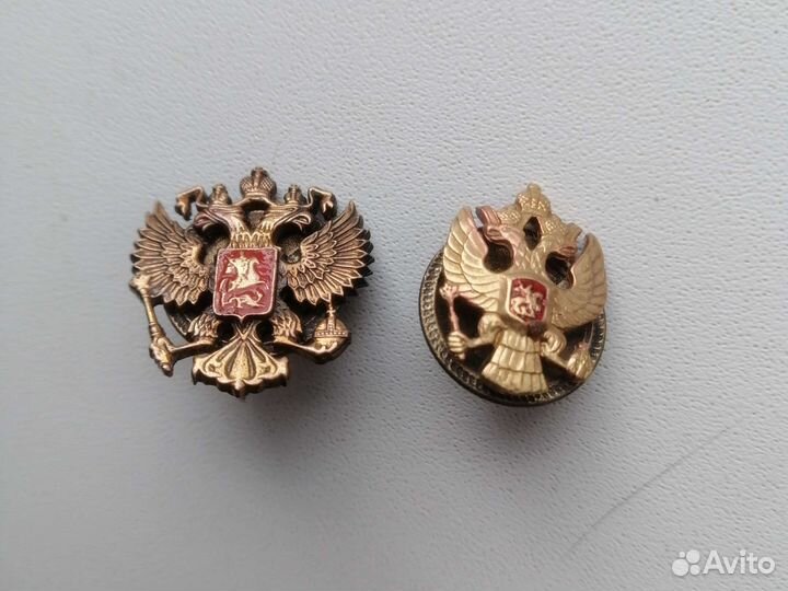 Знак Герб России на винте, лацканный, латунь,29*25