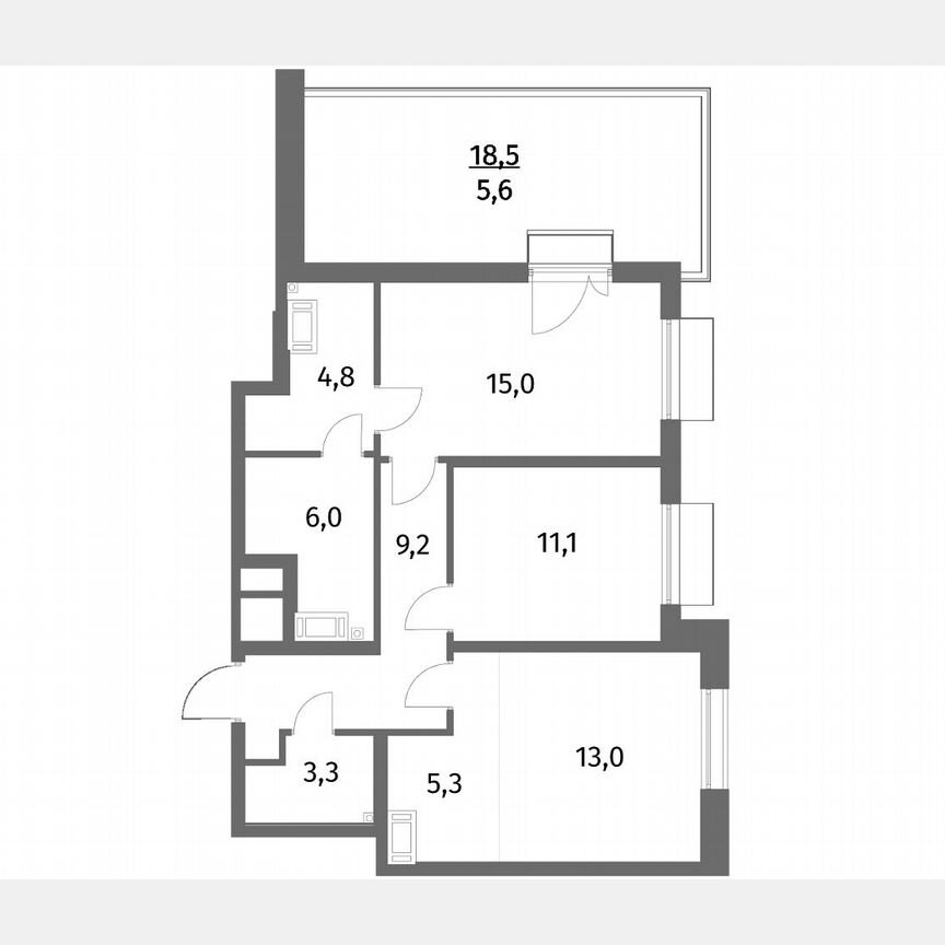 3-к. квартира, 73,3 м², 4/6 эт.