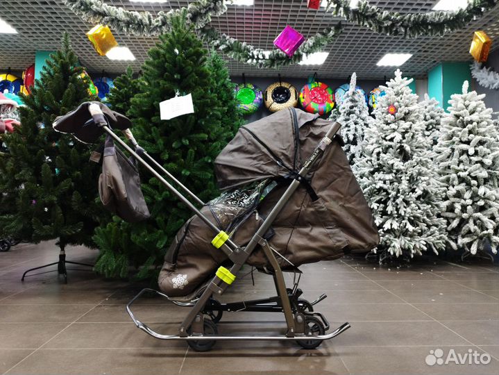 Санки коляска Galaxy 3-2C серебро