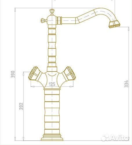 Смеситель для раковины высокий Bronze de Luxe 21973