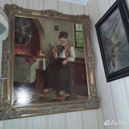 Антикварная картина холст масло