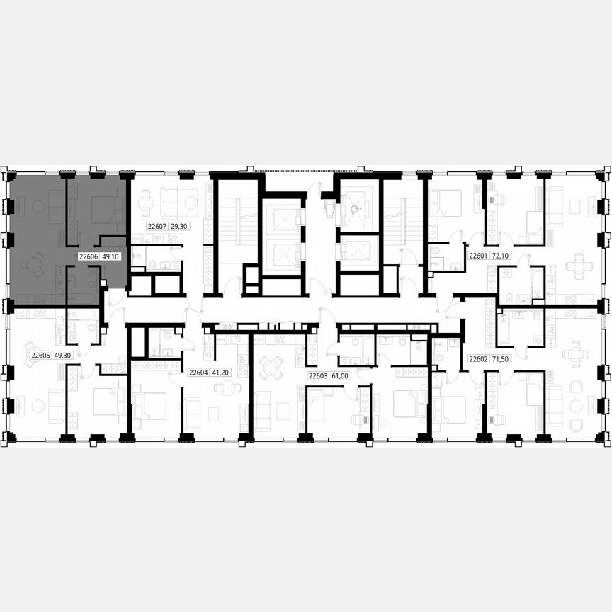 1-к. квартира, 49,1 м², 26/36 эт.