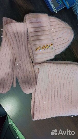 Набор шапка+ снуд+ варежки