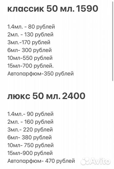 Духи на распив