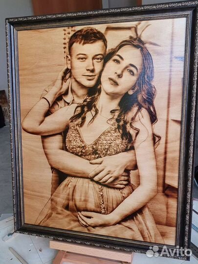 Портрет по фото на дереве. Выжигние