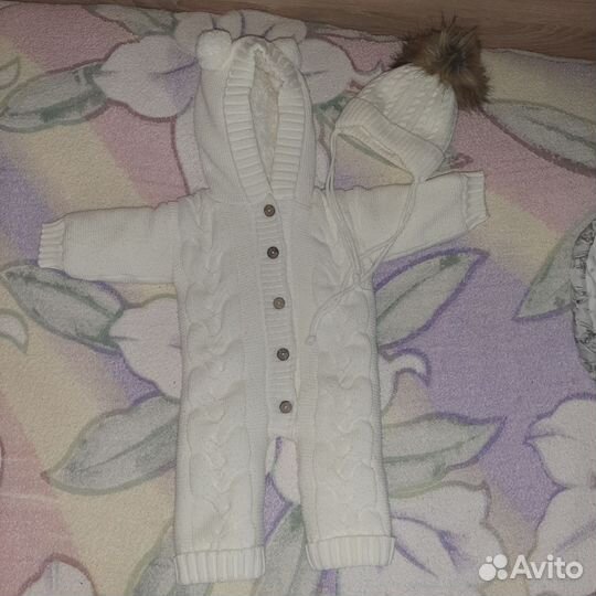Комбинезон вязаный тёплый 62 на выписку
