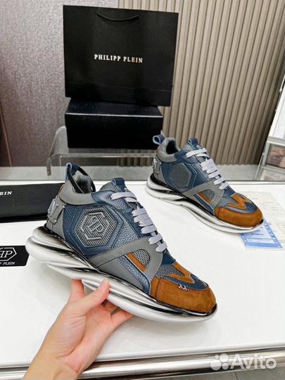 Кроссовки Philipp Plein натуральная кожа серые