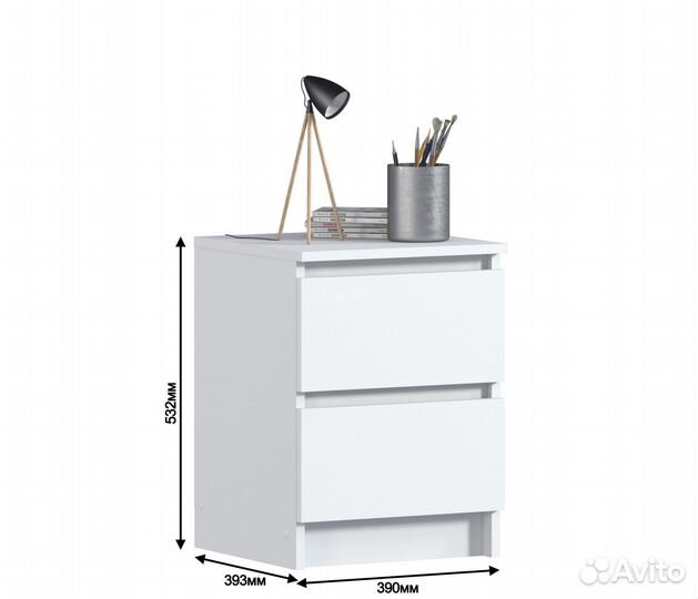 Тумба прикроватная белая классическая