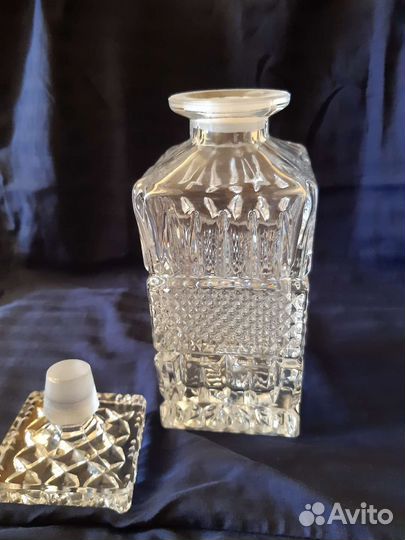 Графин- штоф и 2 стакана. Богемский хрусталь