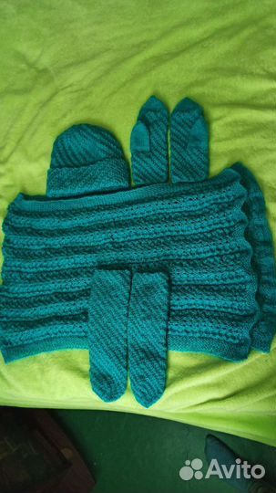 Шапка, снуд и митенки