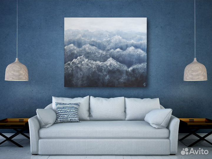 Фактурная картина маслом на холсте горный пейзаж