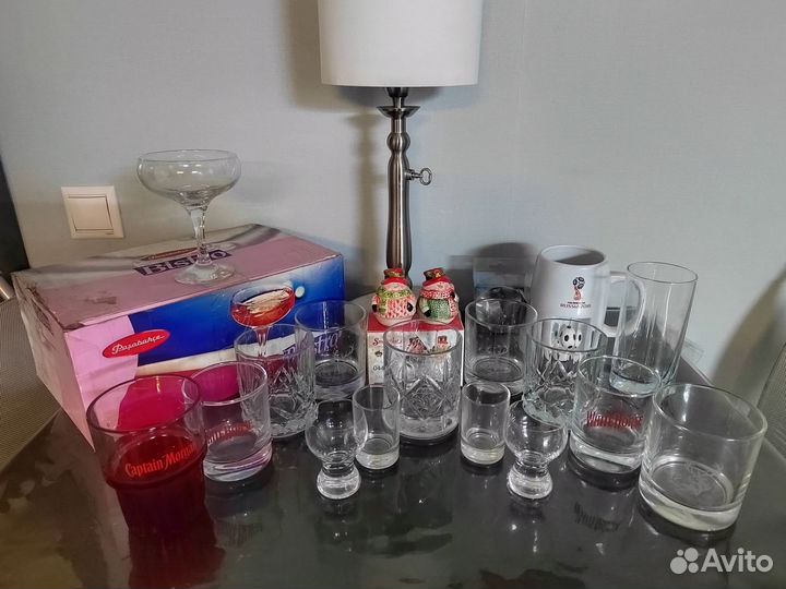 Стаканы для виски, футбольная пивная кружка и др