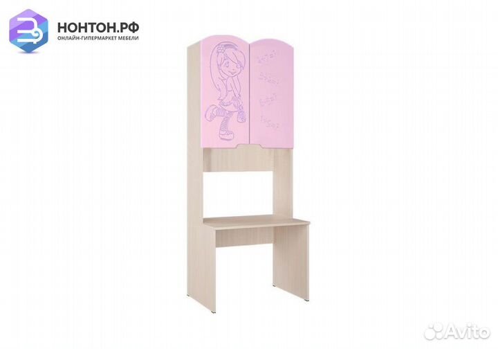 Стол с надстройкой Юниор-3 Мульт розовый металлик