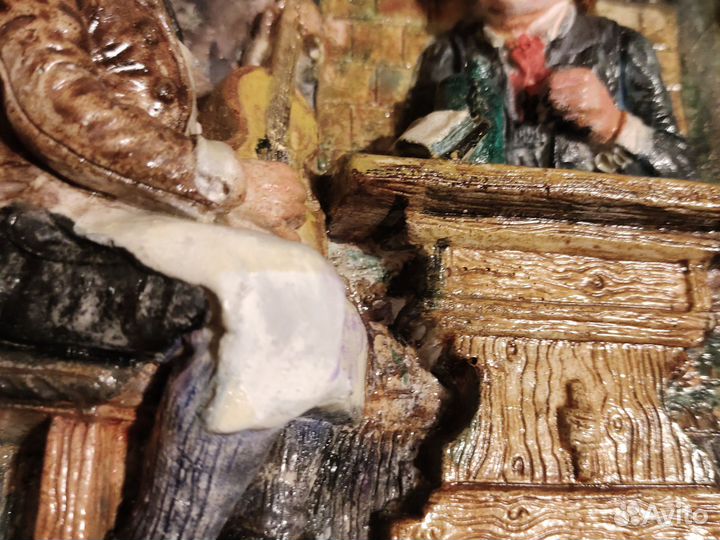 Настенная тарелка панно барельеф гипсовая