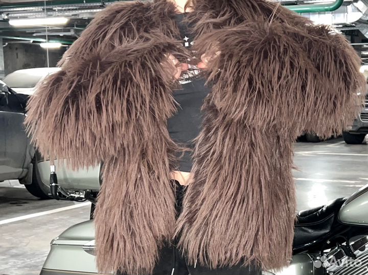 Шуба эко мех шоколадная опиум