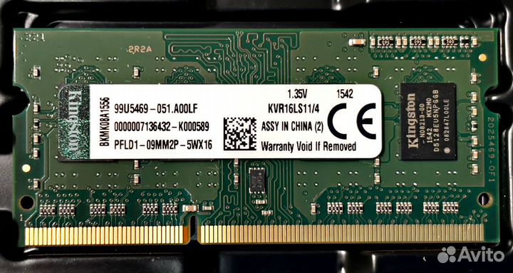 Оригинальная память DDR3L 4G х 2 1600 SO-dimm