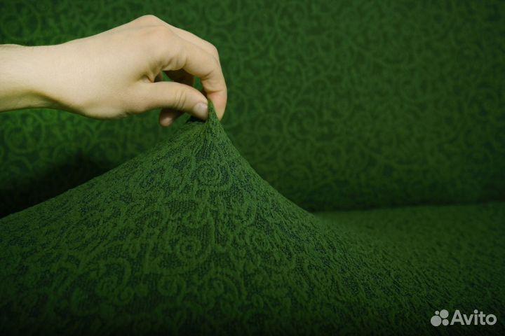 Набор чехлов на диван и два кресла, Зеленый