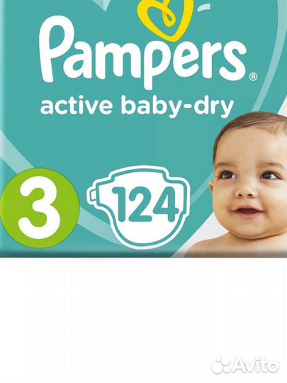 Pampers 3 124 шт памперсы с липучкой оригинал
