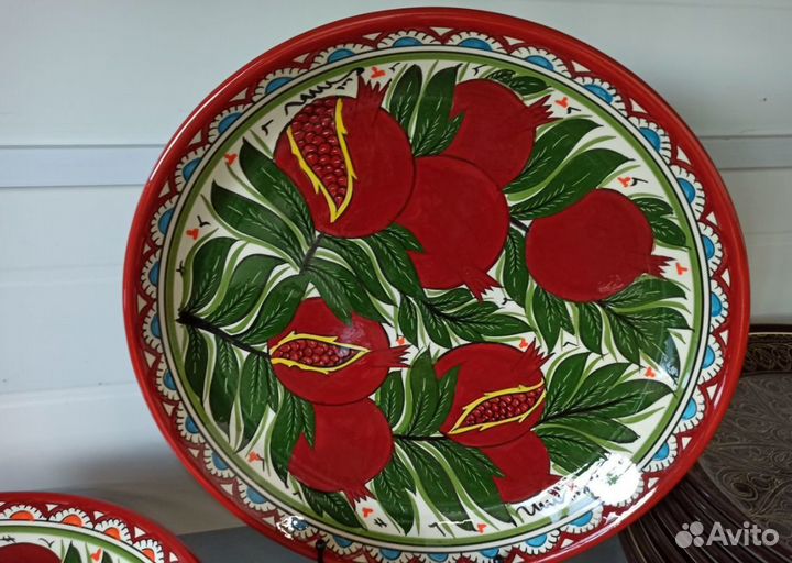 Ляган Гранат 32 см Узбекская керамика, Риштан