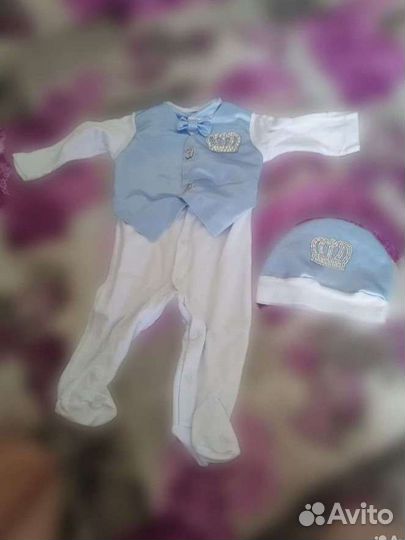 Конверт и костюм на выписку для мальчика