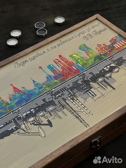 Нарды ручной работы с рисунком 