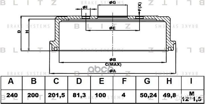 Барабан тормозной BT0112 Blitz
