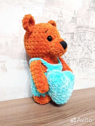 Мишка плюшевый сердце ручная работа